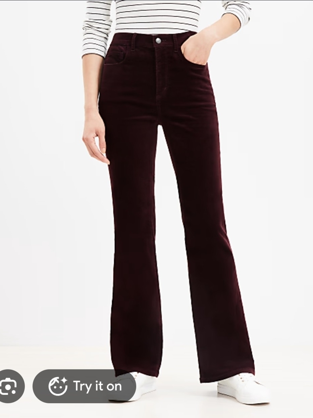LOFT High-Rise Corduroy Flare Pants in Deep Wine